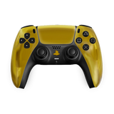Stylish yellow PlayStation 5 dualsense controller with black accents and iconic buttons.
